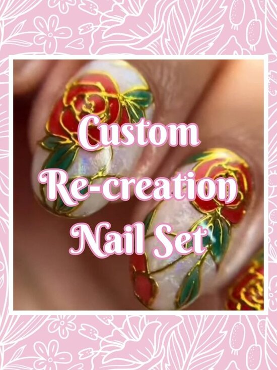 Handmade Other - 💅 Cloisonne Rose Nails Custom Re-Creation Press-On Nails (Made to Order)